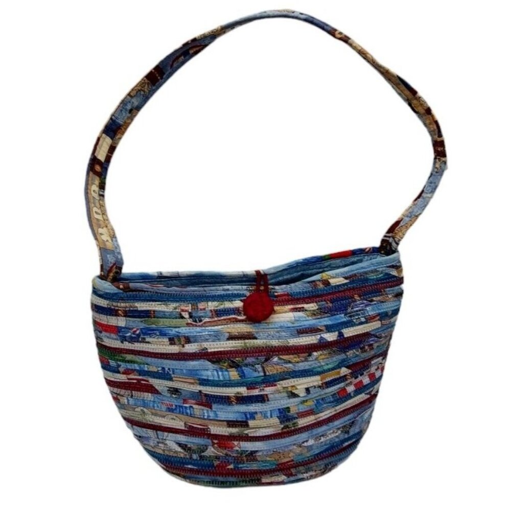 Lighthouse Ocean Cloth Bag Purse Footed Bags By Carol Button Closure